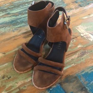 Sol Sana ankle strap suede and wood sandal